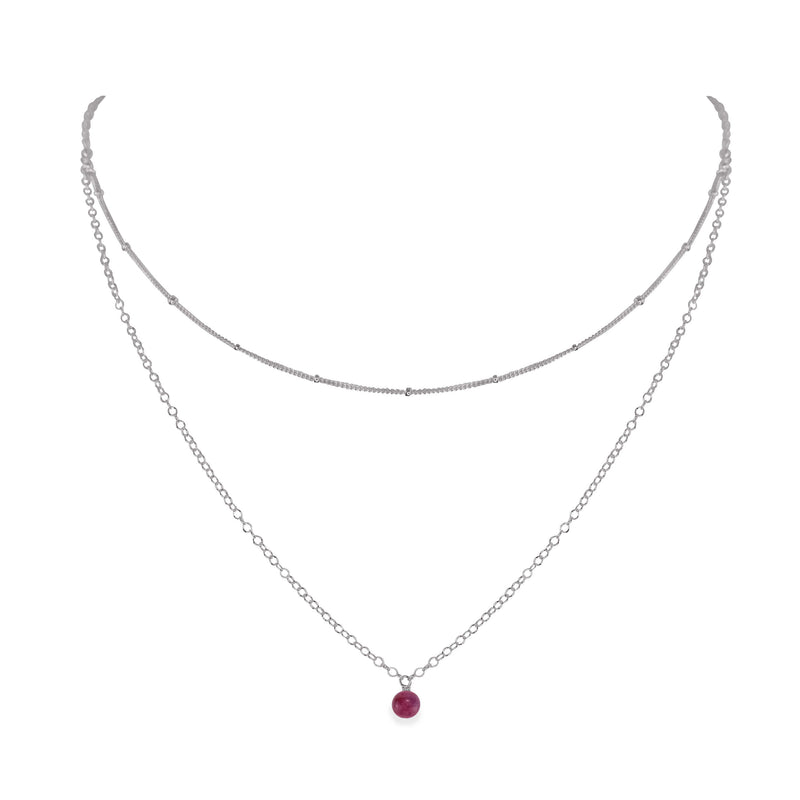 Layered Choker - Ruby - Stainless Steel - Luna Tide Handmade Jewellery