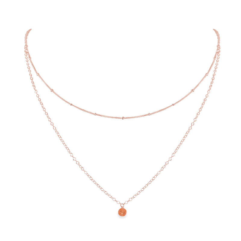 Layered Choker - Sunstone - 14K Rose Gold Fill - Luna Tide Handmade Jewellery
