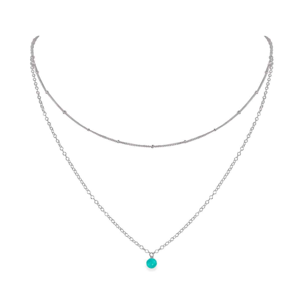 Layered Choker - Turquoise - Stainless Steel - Luna Tide Handmade Jewellery