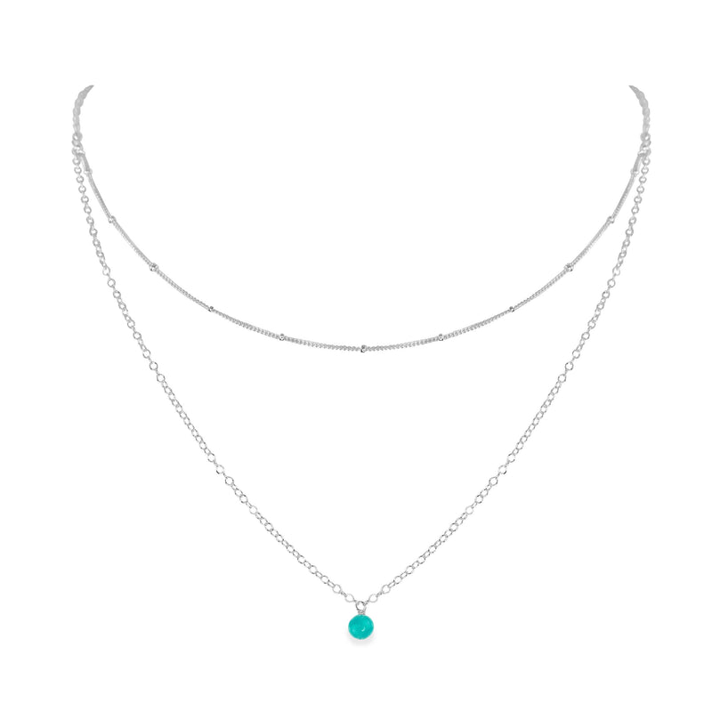 Layered Choker - Turquoise - Sterling Silver - Luna Tide Handmade Jewellery