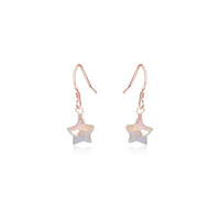 Little Rainbow Moonstone Star Dangle Drop Earrings - Little Rainbow Moonstone Star Dangle Drop Earrings - 14k Rose Gold Fill - Luna Tide Handmade Crystal Jewellery