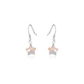 Little Rainbow Moonstone Star Dangle Drop Earrings - Little Rainbow Moonstone Star Dangle Drop Earrings - Sterling Silver - Luna Tide Handmade Crystal Jewellery