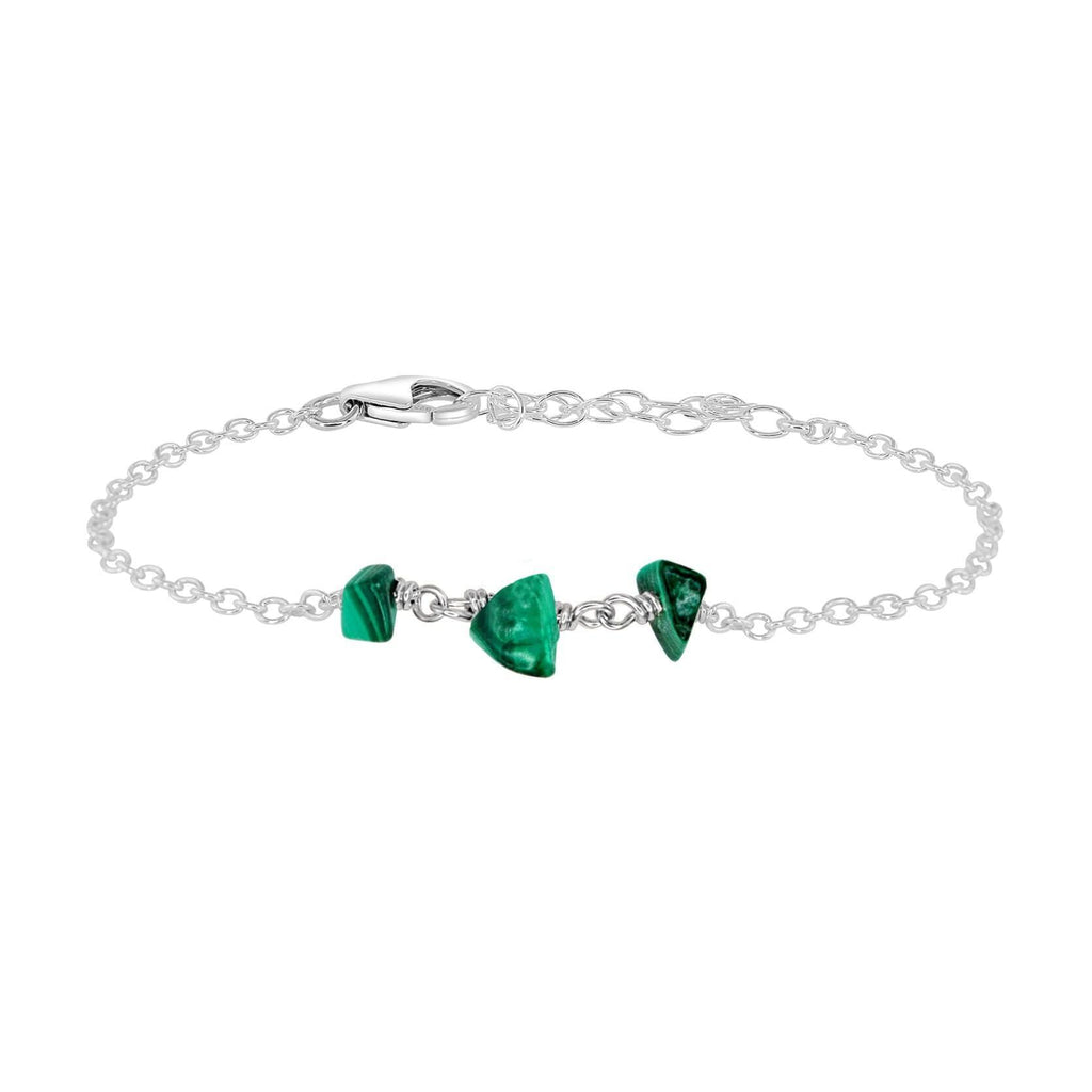 Malachite Beaded Chain Bracelet - Malachite Beaded Chain Bracelet - Sterling Silver - Luna Tide Handmade Crystal Jewellery