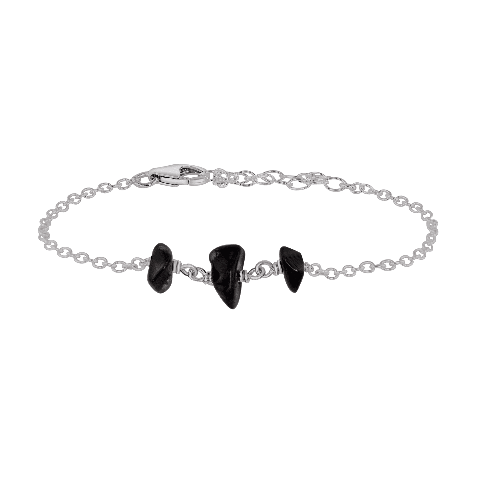 Obsidian Beaded Chain Bracelet - Obsidian Beaded Chain Bracelet - Stainless Steel - Luna Tide Handmade Crystal Jewellery