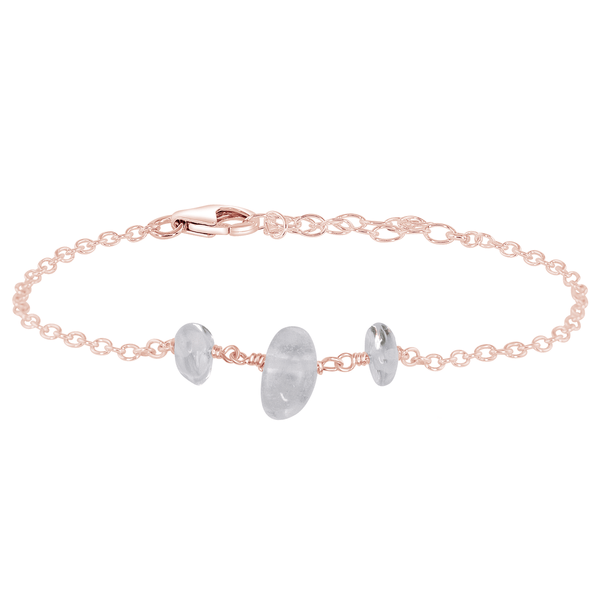 Beaded Chain Bracelet - Crystal Quartz - Bronze - Luna Tide Handmade Jewellery