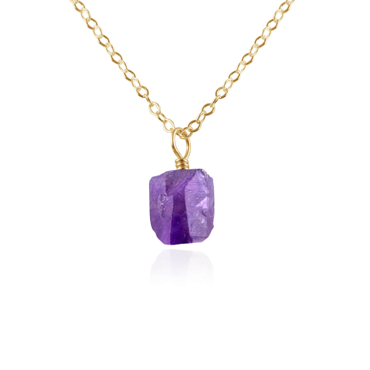 Raw Crystal Pendant Necklace - Amethyst - 14K Gold Fill - Luna Tide Handmade Jewellery