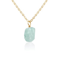 Raw Crystal Pendant Necklace - Aquamarine - 14K Gold Fill - Luna Tide Handmade Jewellery