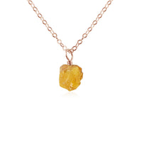 Raw Crystal Pendant Necklace - Citrine - 14K Rose Gold Fill - Luna Tide Handmade Jewellery