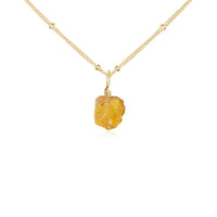 Raw Crystal Pendant Necklace - Citrine - 14K Gold Fill Satellite - Luna Tide Handmade Jewellery