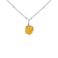 Raw Crystal Pendant Necklace - Citrine - Sterling Silver Satellite - Luna Tide Handmade Jewellery