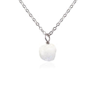 Raw Crystal Pendant Necklace - Rainbow Moonstone - Stainless Steel - Luna Tide Handmade Jewellery