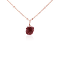 Raw Crystal Pendant Necklace - Ruby - 14K Rose Gold Fill Satellite - Luna Tide Handmade Jewellery