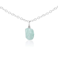 Raw Crystal Pendant Choker - Aquamarine - Sterling Silver - Luna Tide Handmade Jewellery