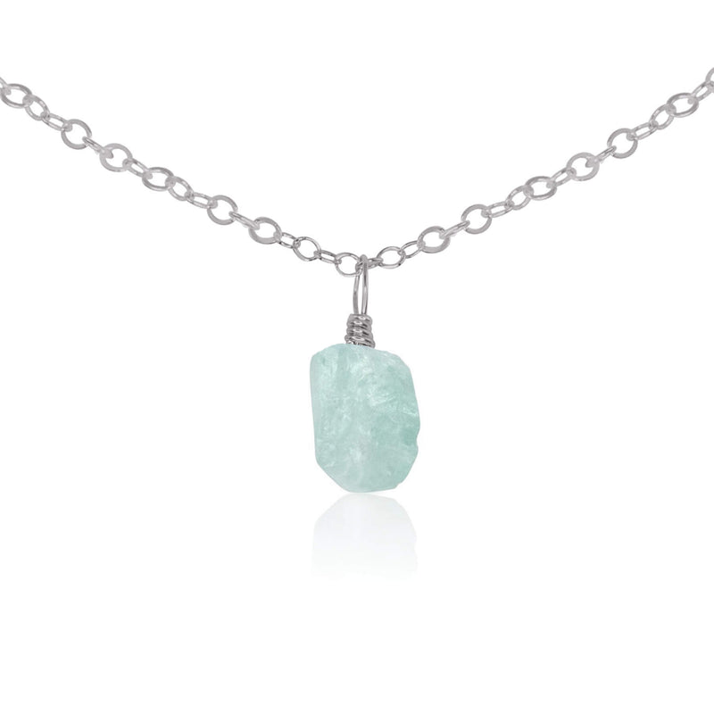 Raw Crystal Pendant Choker - Aquamarine - Stainless Steel - Luna Tide Handmade Jewellery