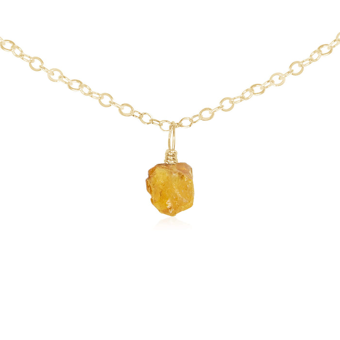 Raw Crystal Pendant Choker - Citrine - 14K Gold Fill - Luna Tide Handmade Jewellery