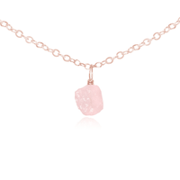 Raw Crystal Pendant Choker - Rose Quartz - 14K Rose Gold Fill - Luna Tide Handmade Jewellery