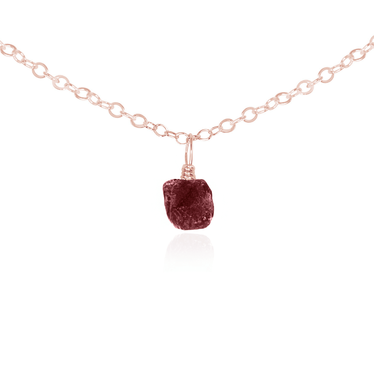 Raw Crystal Pendant Choker - Ruby - 14K Rose Gold Fill - Luna Tide Handmade Jewellery