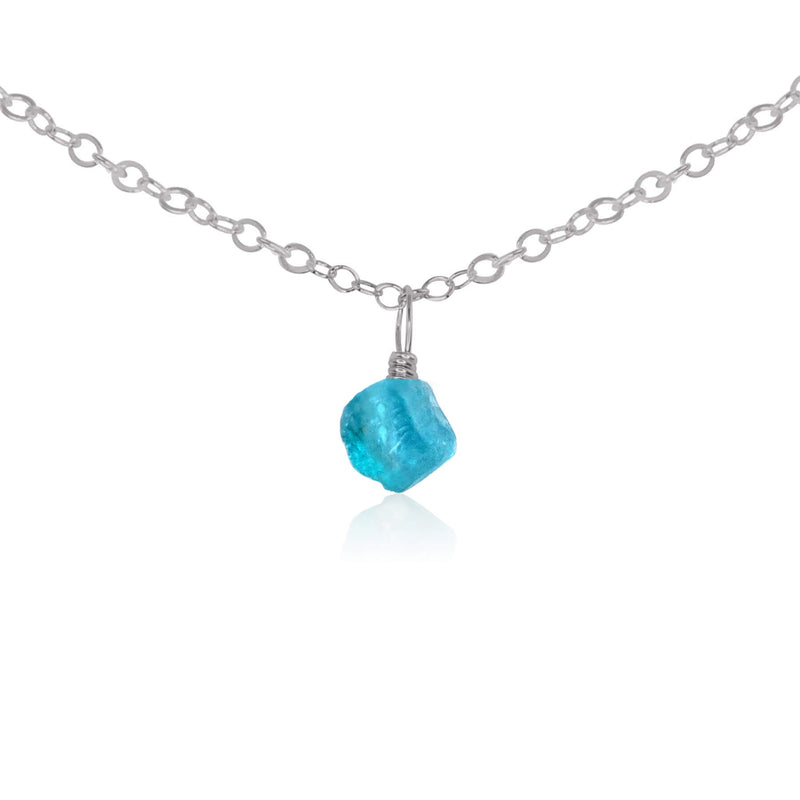 Raw Crystal Pendant Choker - Apatite - Stainless Steel - Luna Tide Handmade Jewellery