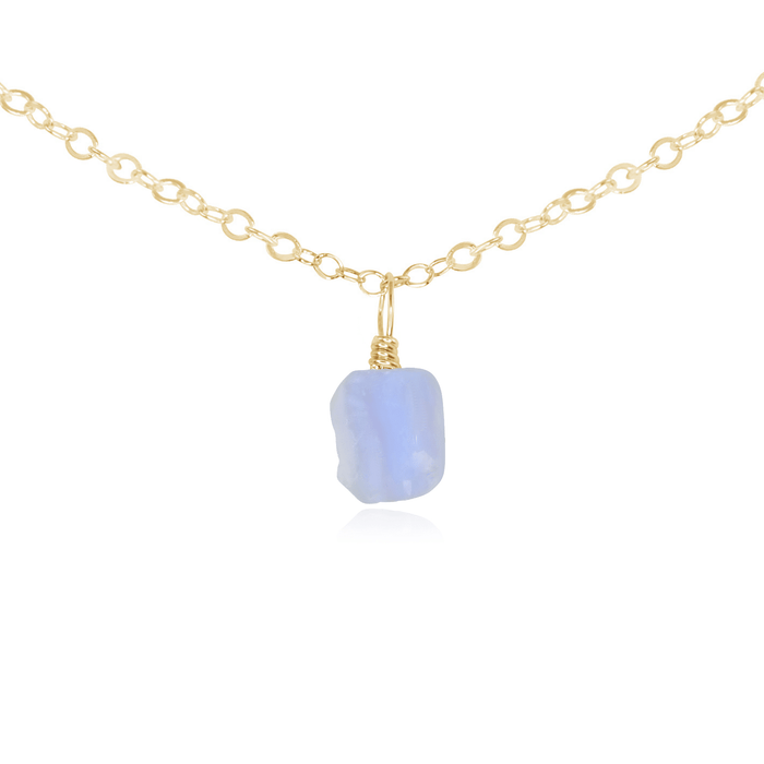 Raw Crystal Pendant Choker - Blue Lace Agate - 14K Gold Fill - Luna Tide Handmade Jewellery