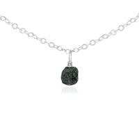 Raw Crystal Pendant Choker - Black Tourmaline - Sterling Silver - Luna Tide Handmade Jewellery