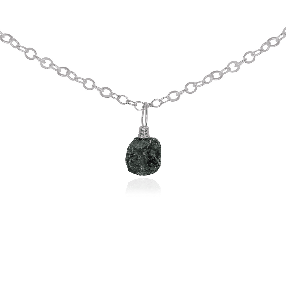 Raw Crystal Pendant Choker - Black Tourmaline - Stainless Steel - Luna Tide Handmade Jewellery