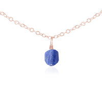 Raw Crystal Pendant Choker - Kyanite - 14K Rose Gold Fill - Luna Tide Handmade Jewellery