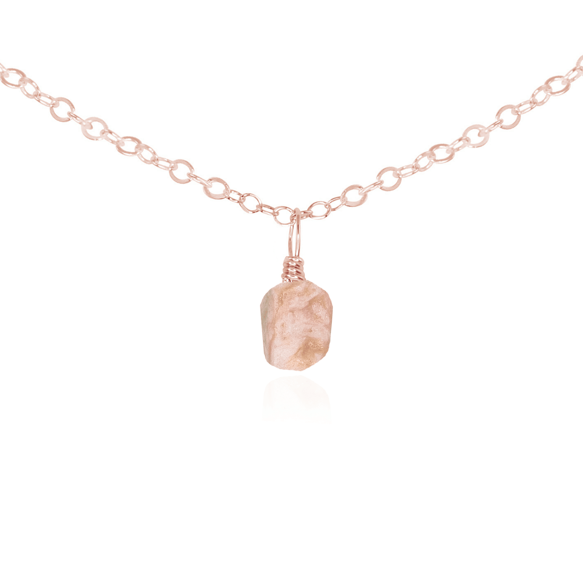 Raw Crystal Pendant Choker - Pink Peruvian Opal - 14K Rose Gold Fill - Luna Tide Handmade Jewellery