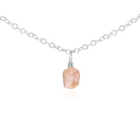 Raw Crystal Pendant Choker - Pink Peruvian Opal - Sterling Silver - Luna Tide Handmade Jewellery