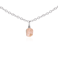 Raw Crystal Pendant Choker - Pink Peruvian Opal - Stainless Steel - Luna Tide Handmade Jewellery