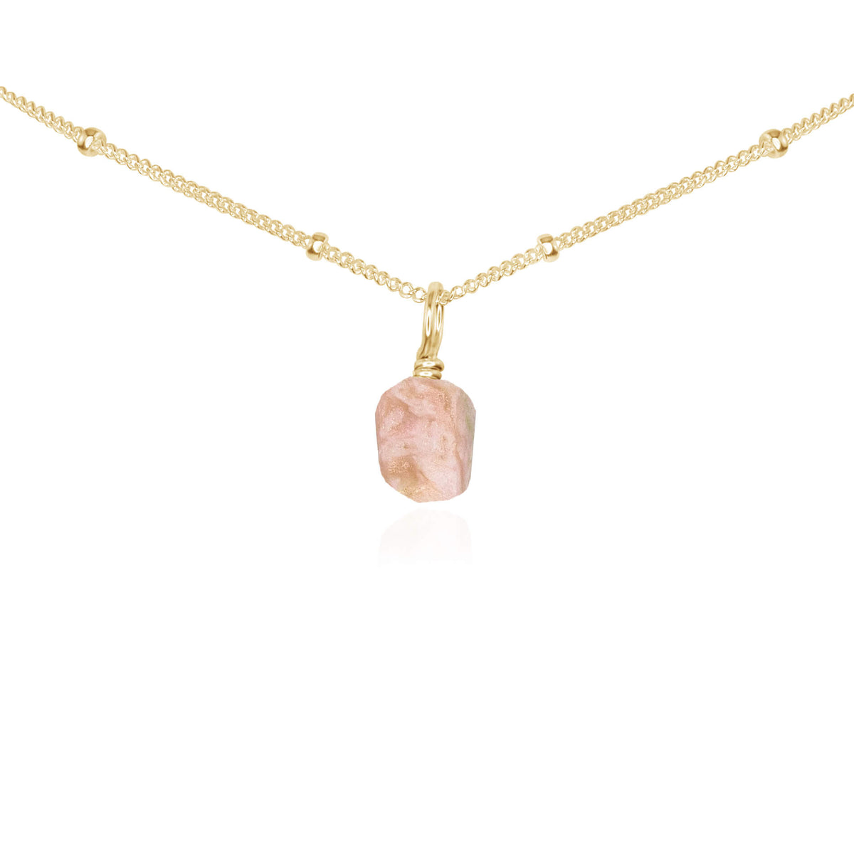 Tiny Rough Pink Peruvian Opal Gemstone Pendant Choker