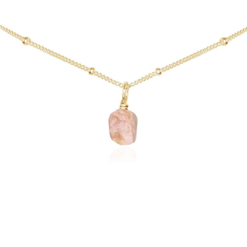 Tiny Rough Pink Peruvian Opal Gemstone Pendant Choker