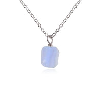 Raw Crystal Pendant Necklace - Blue Lace Agate - Stainless Steel - Luna Tide Handmade Jewellery
