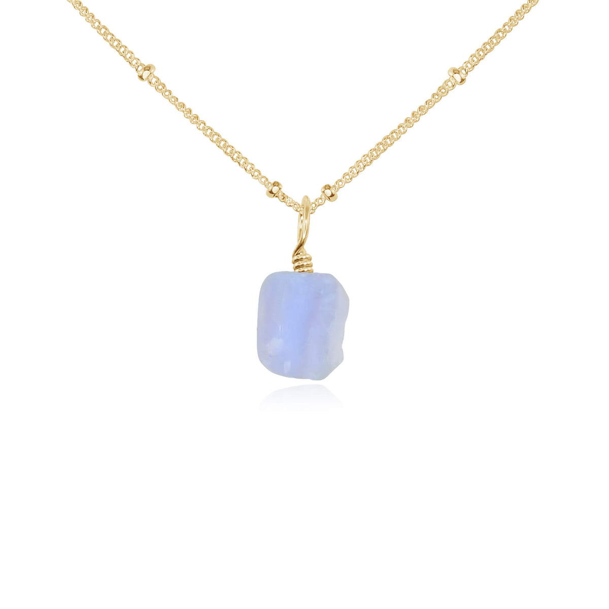 Raw Crystal Pendant Necklace - Blue Lace Agate - 14K Gold Fill Satellite - Luna Tide Handmade Jewellery