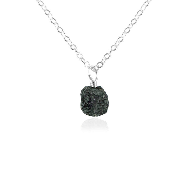 Raw Crystal Pendant Necklace - Black Tourmaline - Sterling Silver - Luna Tide Handmade Jewellery