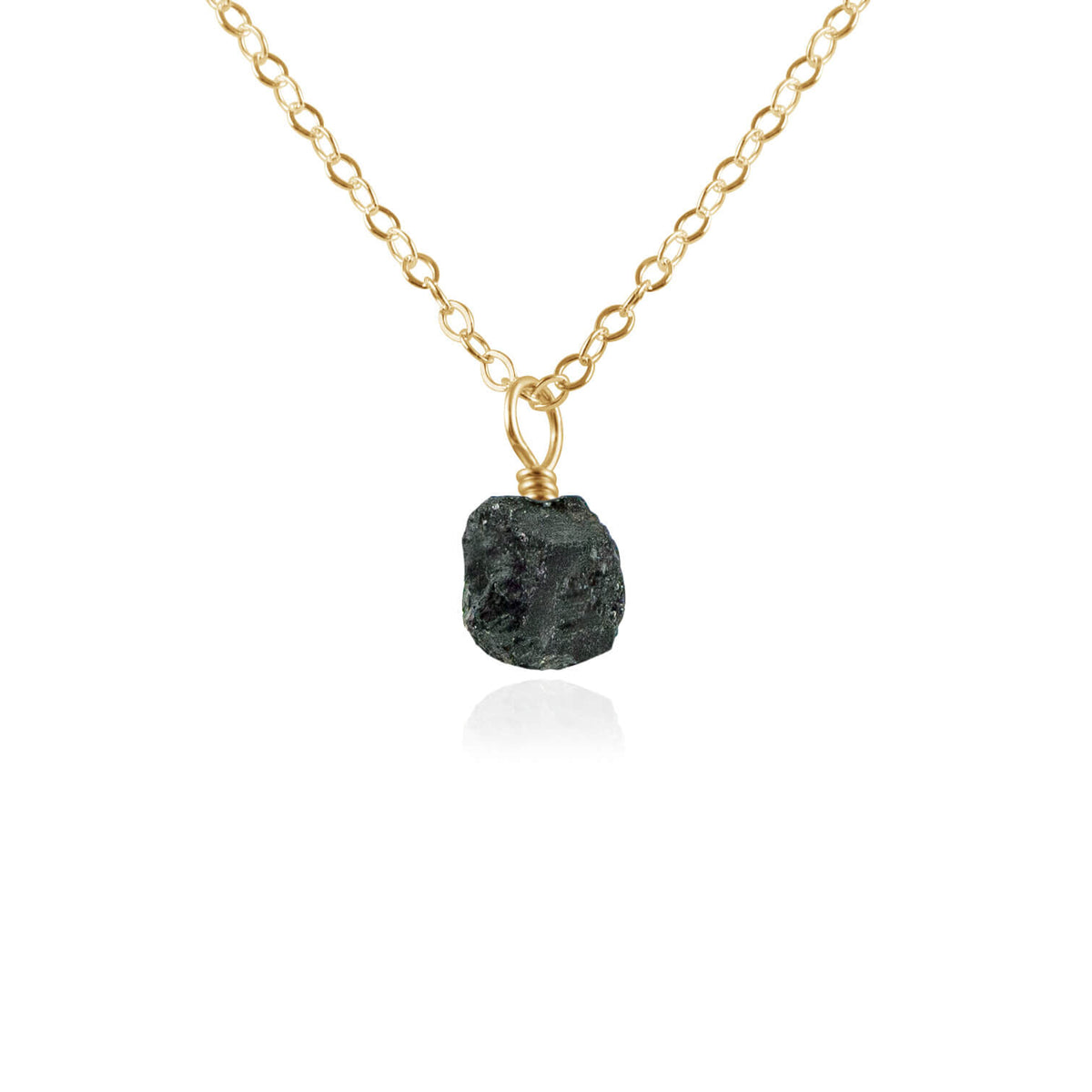 Raw Crystal Pendant Necklace - Black Tourmaline - 14K Gold Fill - Luna Tide Handmade Jewellery