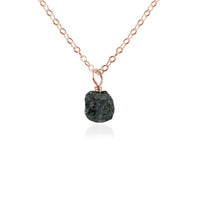 Raw Crystal Pendant Necklace - Black Tourmaline - 14K Rose Gold Fill - Luna Tide Handmade Jewellery