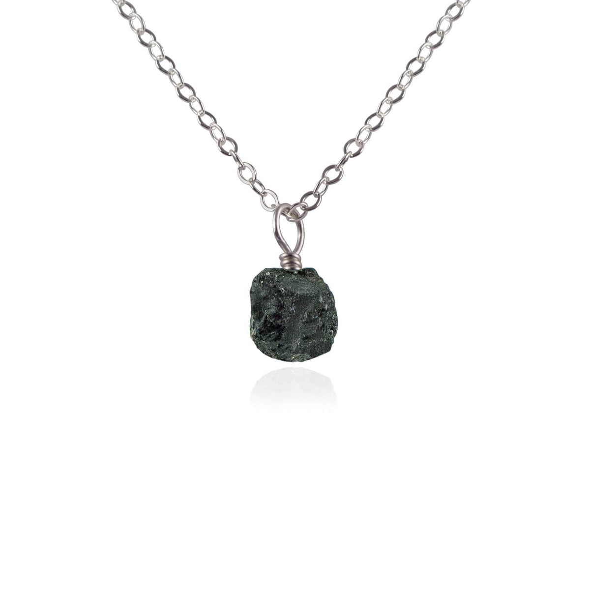 Raw Crystal Pendant Necklace - Black Tourmaline - Stainless Steel - Luna Tide Handmade Jewellery