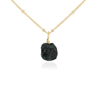 Raw Crystal Pendant Necklace - Black Tourmaline - 14K Gold Fill Satellite - Luna Tide Handmade Jewellery
