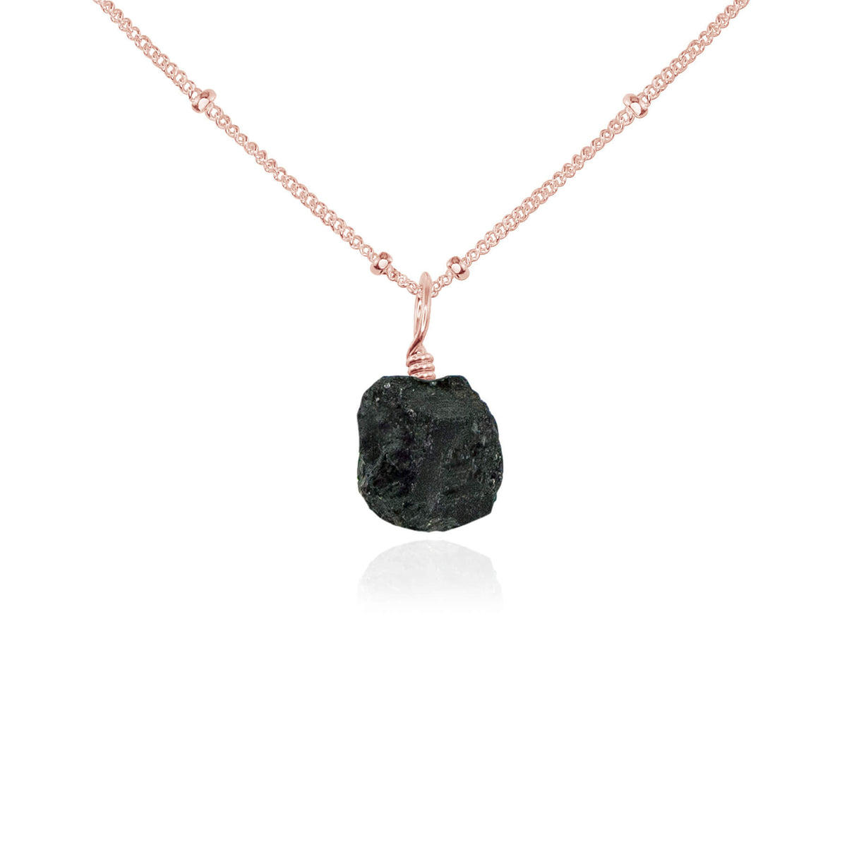 Raw Crystal Pendant Necklace - Black Tourmaline - 14K Rose Gold Fill Satellite - Luna Tide Handmade Jewellery