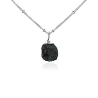 Raw Crystal Pendant Necklace - Black Tourmaline - Stainless Steel Satellite - Luna Tide Handmade Jewellery