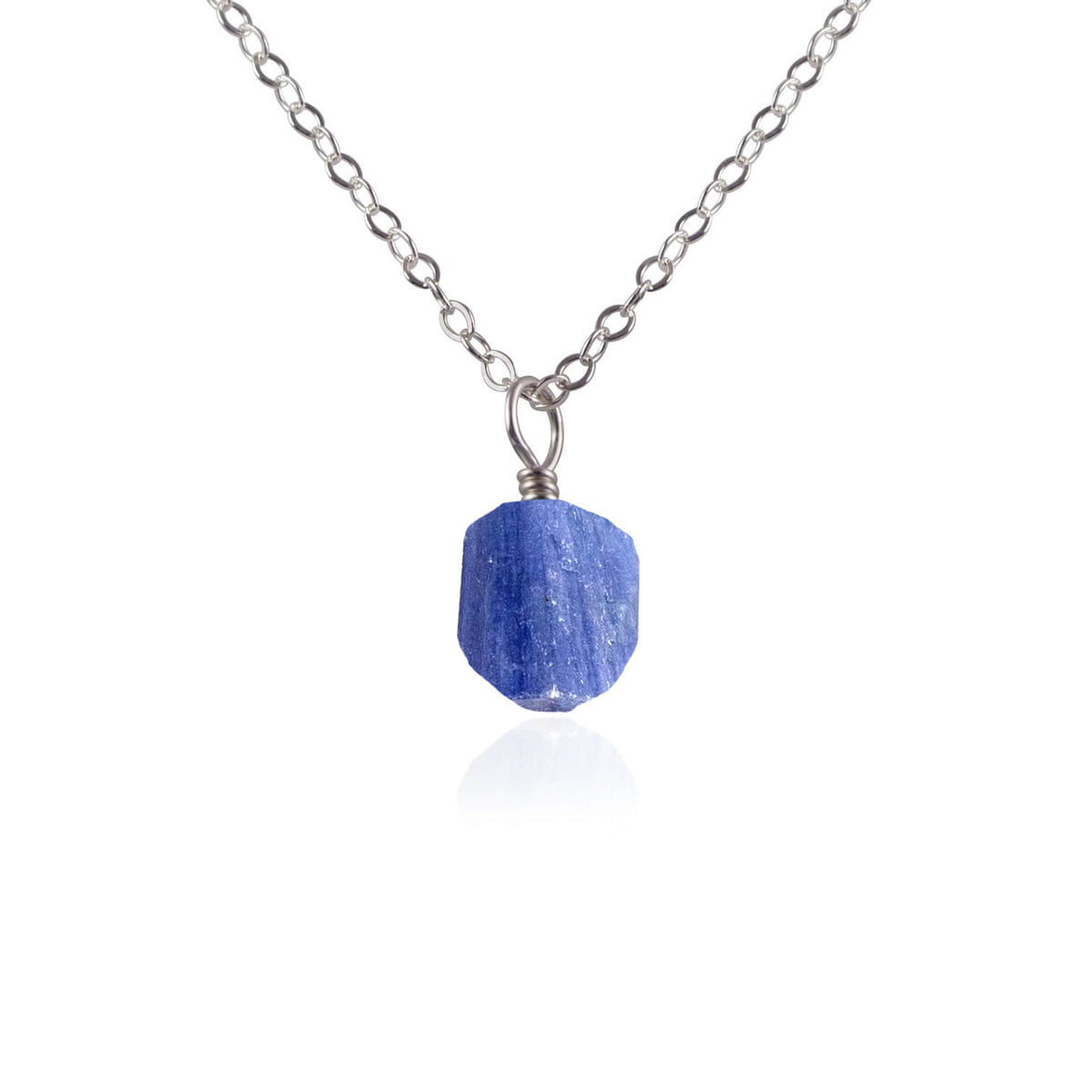 Raw Crystal Pendant Necklace - Kyanite - Stainless Steel - Luna Tide Handmade Jewellery