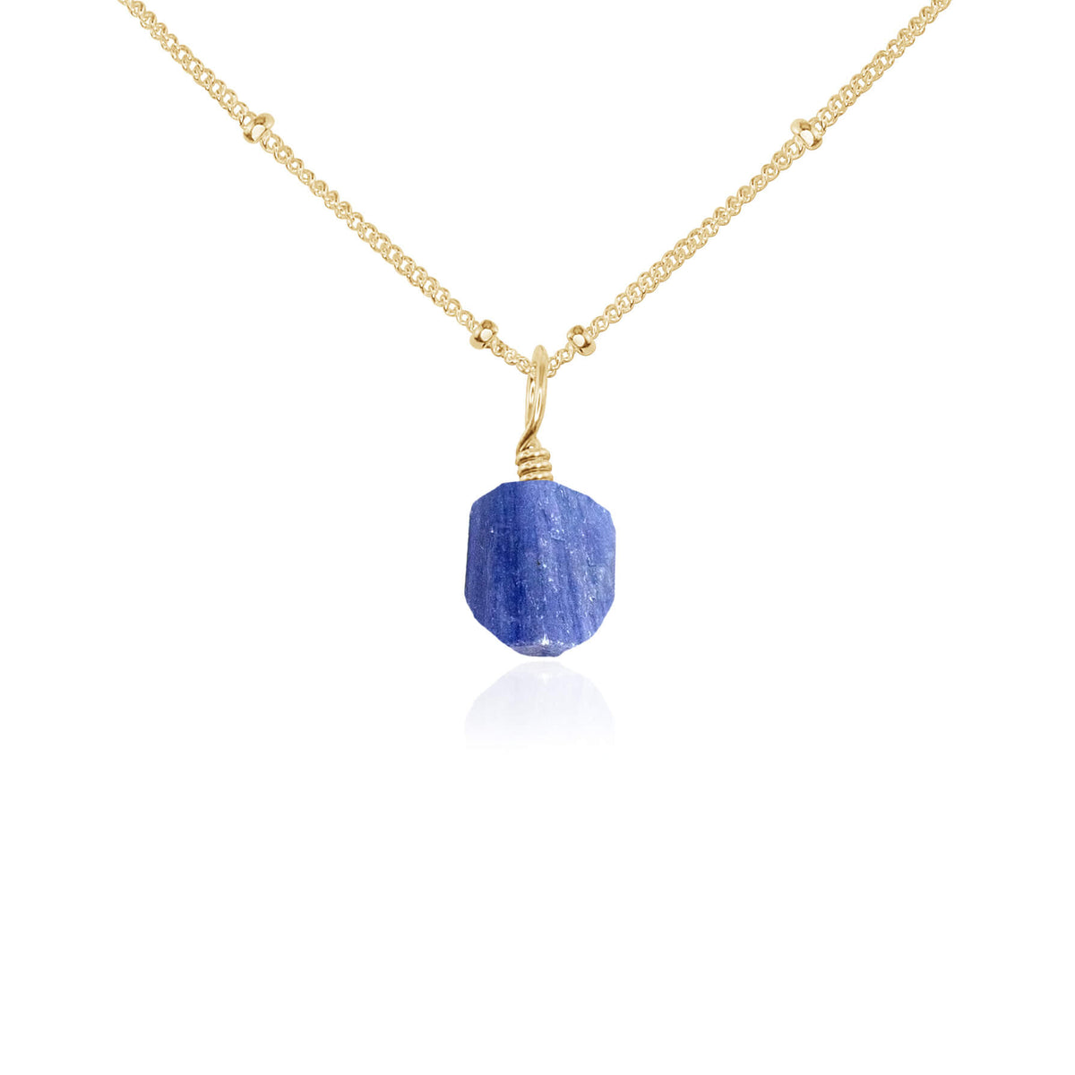 Raw Crystal Pendant Necklace - Kyanite - 14K Gold Fill Satellite - Luna Tide Handmade Jewellery