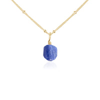 Raw Crystal Pendant Necklace - Kyanite - 14K Gold Fill Satellite - Luna Tide Handmade Jewellery