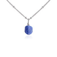 Raw Crystal Pendant Necklace - Kyanite - Stainless Steel Satellite - Luna Tide Handmade Jewellery