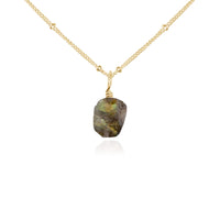 Raw Crystal Pendant Necklace - Labradorite - 14K Gold Fill Satellite - Luna Tide Handmade Jewellery
