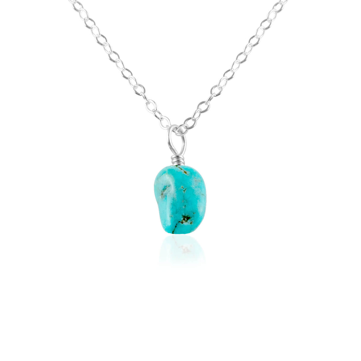 Raw Crystal Pendant Necklace - Turquoise - Sterling Silver - Luna Tide Handmade Jewellery