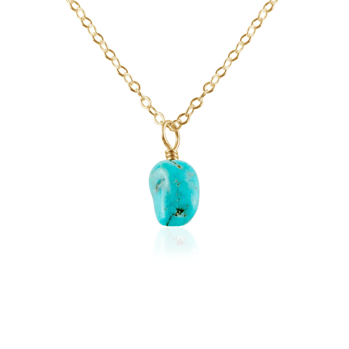 Raw Crystal Pendant Necklace - Turquoise - 14K Gold Fill - Luna Tide Handmade Jewellery