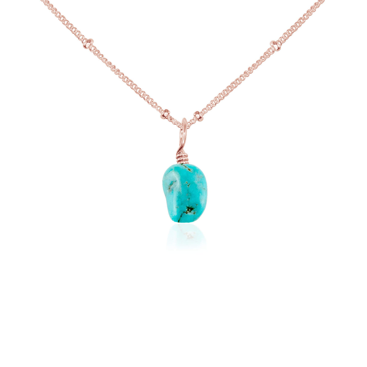 Raw Crystal Pendant Necklace - Turquoise - 14K Rose Gold Fill Satellite - Luna Tide Handmade Jewellery
