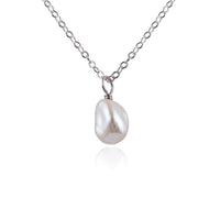 Raw Crystal Pendant Necklace - Freshwater Pearl - Stainless Steel - Luna Tide Handmade Jewellery