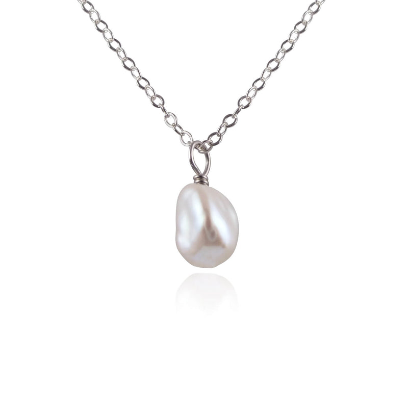 Raw Crystal Pendant Necklace - Freshwater Pearl - Stainless Steel - Luna Tide Handmade Jewellery